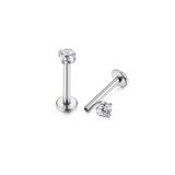 Arescollection Cerrahi Çelik Gümüş Renk Tek Taş Tragus Helix Kıkırdak Piercingi