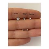 Arescollection Cerrahi Çelik Gümüş Renk Tek Taş Yıldız Tragus Helix Kıkırdak Piercing