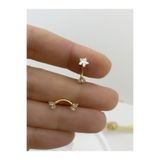 Arescollection Cerrahi Çelik İki Ucu Büyük Zirkon Yıldız Taşlı Rook Snug Kaş Uyumlu Piercing