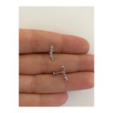 Arescollection Cerrahi Çelik Zirkon Taşlı Arkası Düz Labret Tragus Helix Lobe Conch Uyumlu Piercing Küpe