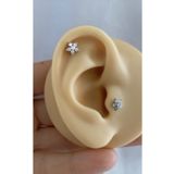Arescollection cerrahi çelik zirkon taşlı önden takmalı arkası düz tragus helix kıkırdak conch lobe piercing küpe