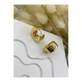 Arescollection KARARMAZ İTHAL ÇELİK GOLD RENK KALIN HALKA KÜPE
