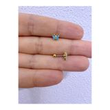 Arescollection Mavi zirkon taşlı kelebek şeklinde 1 adet tragus helix conch flat lobe uyumlu piercing