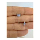 Arescollection OPAL TAŞ KALPLİ ARKASI DÜZ TRAGUS HELİX CONCH LOBE UYUMLU 1 ADET PİERCİNG