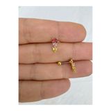 Arescollection Renkli kalpli zirkon taslı 1 adet helix flat conch lobe uyumlu piercing küpe