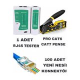 arestech RJ45 Cat6/Cat7 Makaslı Profesyonel Tip Pense+HadronKabloTest+ 100lü Yeni Nesil Cat6 RJ45 Uç 3 Lüset