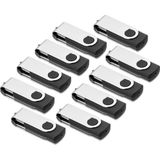 Aretop USB Bellek 16GB, Aretop Memory Stick Pack Of 10 Flash Drive, 2.0 16GB Thumb Drives Kalem Sürücüleri, Döner Tasarım, Bilgisayar / Tablet / Dizüstü Bilgisayar / Araba / Tv Için LED Ekranlı (10 Ka - Siyah