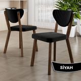 Arfe Serisi 6 Adet Siyah Mutfak Sandalyesi Ahşap Kaplama 1. Sınıf Babyface Kumaş