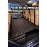 Arfseb Araba Yatağı Katlanabilir Arka Koltuk Yatağı PU Deri Araç İçi Yatak SUV Ve Sedan Kamp Seyahat- Siyah 125X80Cm