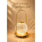 Arfseb Kristal Cam Abajur LED Masa Lambası Şarjlı Dokunmatik Modern Dekor Lambası