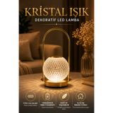 Arfseb Kristal Cam LED Masa Lambası Typc Şarjlı Dokunmatik Dekoratif Abajur Gece Lambası