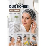ARG Tek Kullanımlık Naylon Duş Bonesi 50 Adet Otel Tipi Duş Bonesi, Saç Bonesi, Kuaför Bonesi