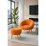 arge demo Daisy Tekli Koltuk Berjer Wellsoft Bej Krem (Salon,balkon) Papatya Puf Hediyeli - Turuncu