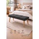 arge demo Gürgen Ahşap Ayaklı Puf Benç Çok Amaçlı Dekoratif Tasarım Benç 90X35 cm - 90 x 35 cm - Antrasit