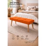 arge demo Gürgen Ahşap Ayaklı Puf Benç Çok Amaçlı Dekoratif Tasarım Benç 90X35 cm - 90 x 35 cm - Turuncu