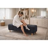 arge demo Ringo 12 cm Ahşap Ayaklı Puf Benç Giyinme Odası ,antre,salon 120 cm Uzun Puf Welsoft Kuzu Kumaş - Antrasit
