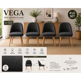arge demo Vega Yemek Masası Sandalyesi Keten Kumaş (4 Adet) - Antrasit