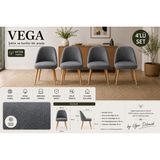 arge demo Vega Yemek Masası Sandalyesi Keten Kumaş (4 Adet) - Gri
