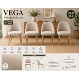 arge demo Vega Yemek Masası Sandalyesi Keten Kumaş (4 Adet) - Krem