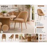 Argedemo Vega Yemek Masası Sandalyesi Welsoft Kumaş Balkon Ofis Sandalyesi - Açık Kahverengi