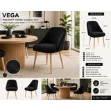 Argedemo Vega Yemek Masası Sandalyesi Welsoft Kumaş Balkon Ofis Sandalyesi - Siyah