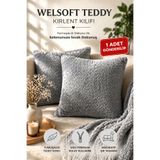 argehome Kırlent Kılıfı Welsoft Teddy 43x43 Çift Taraflı Yumuşak Peluş Bohem Dekoratif