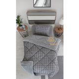 argehome Tek Kişilik Çift Taraflı Welsoft Yorgan Ve Yastık Kılıfı Peluş Wellsoft Yorgan Seti Füme Kare