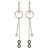 Argentum Concept K055601 Gümüş Siyah Taşlı Rose Sonsuzluk Sallantılı Küpe