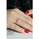 Argentum Concept Y022001 P Harfi Gümüş Rose Yüzük