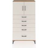 Arges Dolap 2 Raflı 5 Çekmeceli 2 Kapaklı 88X30X163 Çam-Aytaşı - Atlas Çam