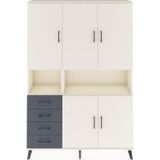 Arges Dolap 7 Raflı 4 Çekmeceli 5 Kapaklı 132x30x195 Aytaşı-Antrasit/Aytaşı