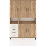 Arges Dolap 7 Raflı 4 Çekmeceli 5 Kapaklı 132X30X195 Çam-Çam/aytaşı - Atlas Çam