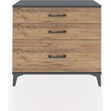 Arges Şifonyer 3 Çekmeceli 88X30X80 Antrasit-Çam