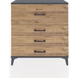 Arges Şifonyer 4 Çekmeceli 88X30X96 Antrasit-Çam