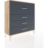 Arges Şifonyer 4 Çekmeceli 88X30X96 Çam-Antrasit - Atlas Çam