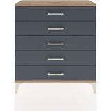 Arges Şifonyer 5 Çekmeceli 88X30X96 Çam-Antrasit - Atlas Çam