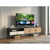 Arges Tv Ünitesi 3 Raflı 3 Kapaklı Tv Sehpası 220X30x51 Antrasit-Çam/Aytaşı