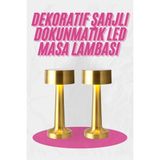 Argesco Mühendislik Altın Rengi Masa ve Gece Lambası Dokunmatik Şarjlı Masa Lambası