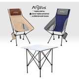 Argeus 2 Adet Katlanır Kamp Sandalyesi ve Alüminyum Masa Seti - Aero Silver - Kum/mavi - . - Renkli
