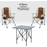 Argeus 2 Adet Katlanır Kamp Sandalyesi ve Alüminyum Masa Seti - Rustic Dark - Kum - . - Renkli