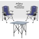 Argeus 2 Adet Katlanır Kamp Sandalyesi ve Alüminyum Masa Seti - Rustic Dark - Mavi - . - Renkli
