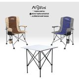 Argeus 2 Adet Katlanır Kamp Sandalyesi ve Alüminyum Masa Seti - Rustic Silver -Kum/mavi - . - Renkli