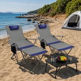 Argeus 2 Adet Şezlong Kamp Sandalyesi ve Masa Seti - Plaj Seti - Lounge Elevate - Mavi - . - Renkli