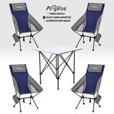 Argeus 4 Adet Katlanır Kamp Sandalyesi ve Alüminyum Masa Seti - Aero Silver - Mavi