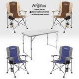 Argeus 4 Adet Katlanır Kamp Sandalyesi ve Alüminyum Masa Seti - Rustic - Elevate Beyaz