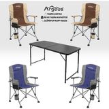 Argeus 4 Adet Katlanır Kamp Sandalyesi ve Alüminyum Masa Seti - Rustic - Elevate Siyah - . - Renkli