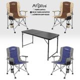 Argeus 4 Adet Katlanır Kamp Sandalyesi ve Alüminyum Masa Seti - Rustic - Elevate Siyah