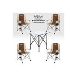 ARGEUS 4 Adet Katlanır Kamp Sandalyesi ve Alüminyum Masa Seti - Rustic Silver - Kum
