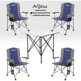Argeus 4 Adet Katlanır Kamp Sandalyesi ve Alüminyum Masa Seti - Rustic Silver - Mavi - . - Renkli