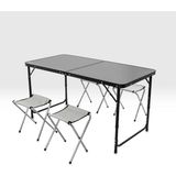 Argeus Katlanabilir Kamp Masası Seti - 4/6 Kişilik - 4 Tabureli - Elevate Plus - Siyah - . - Renkli